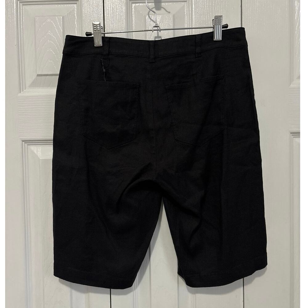 NYDJ Black Linen Blend Bermuda Shorts NWT Size 4 - Picture 3 of 9